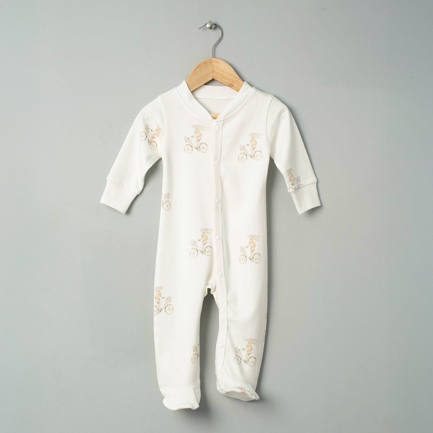 Organic Cotton Footed Onesie - Bunny Bloom
