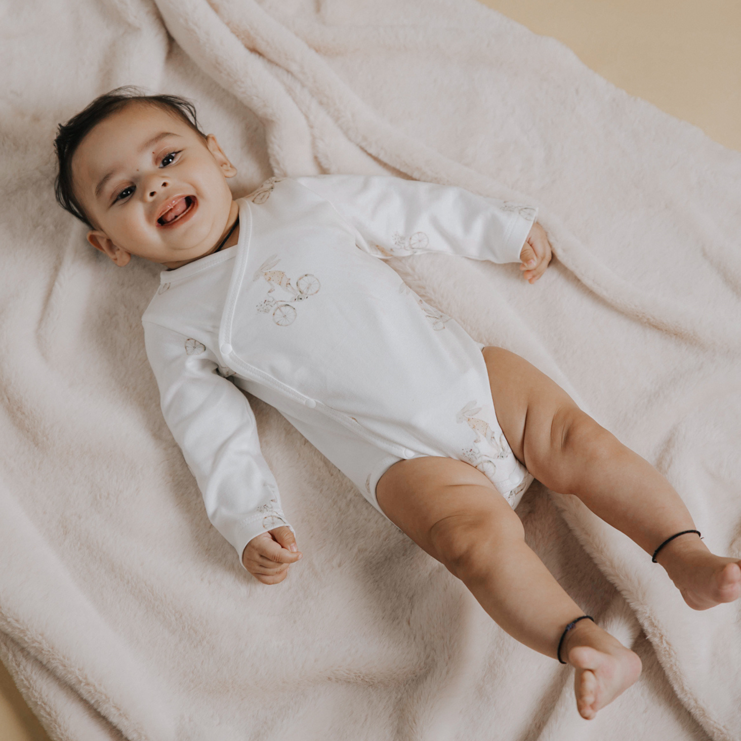 Organic Cotton Kimono Romper - Bunny Bloom