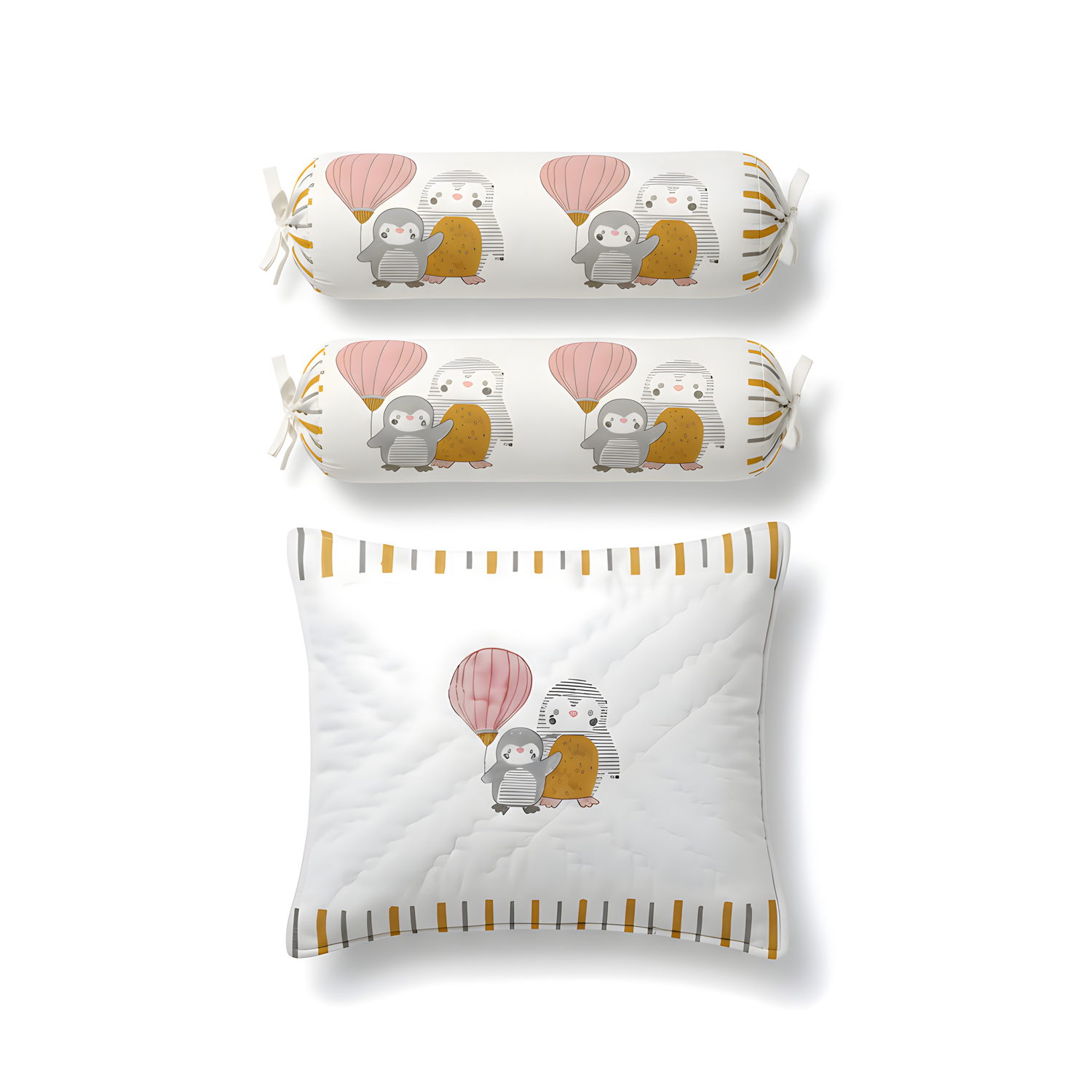 Penguin Party Pillow & Bolster Set