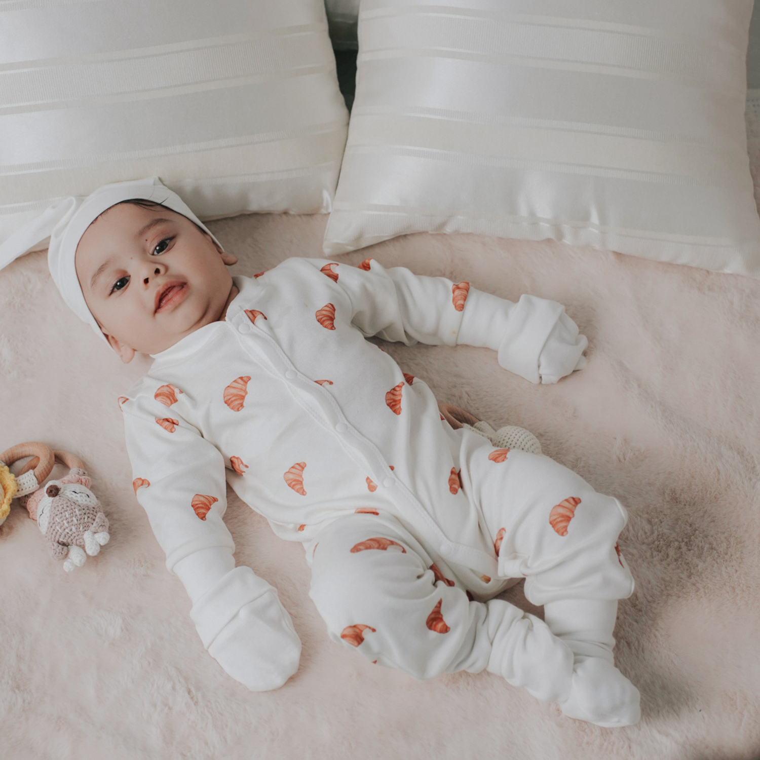 Organic Cotton Classic Romper - Croissant Candy