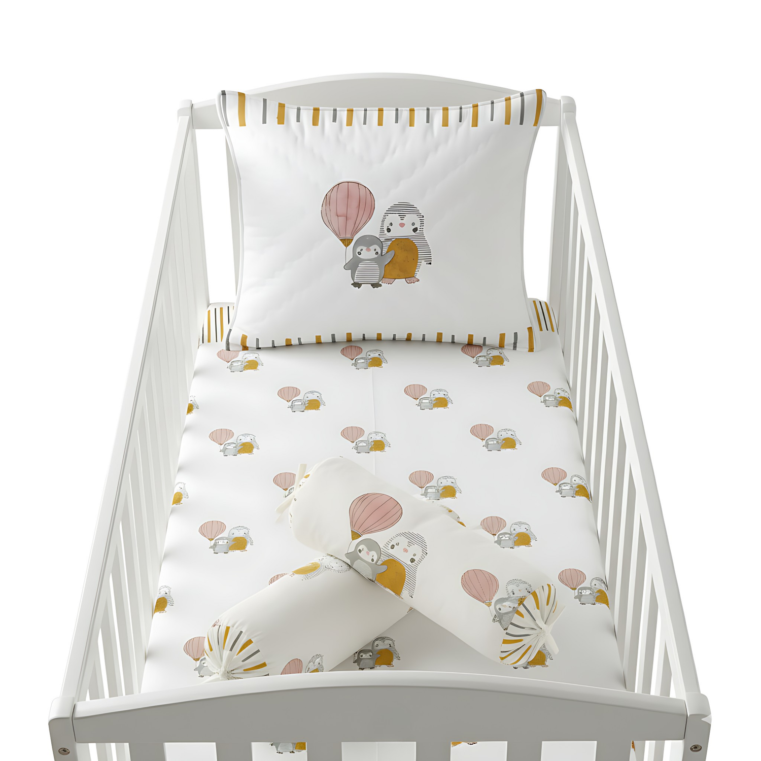 Penguin Party Mulmul Mini Cot Set