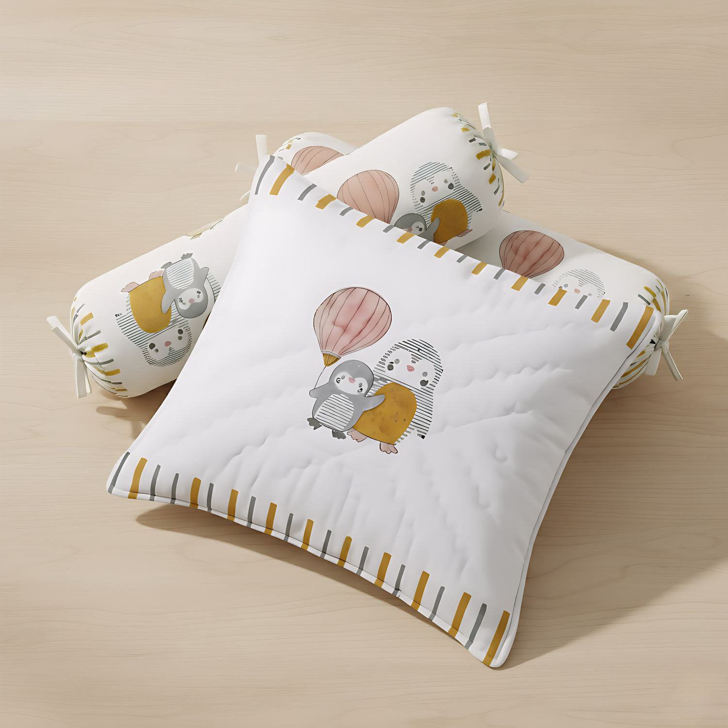 Penguin Party Pillow & Bolster Set