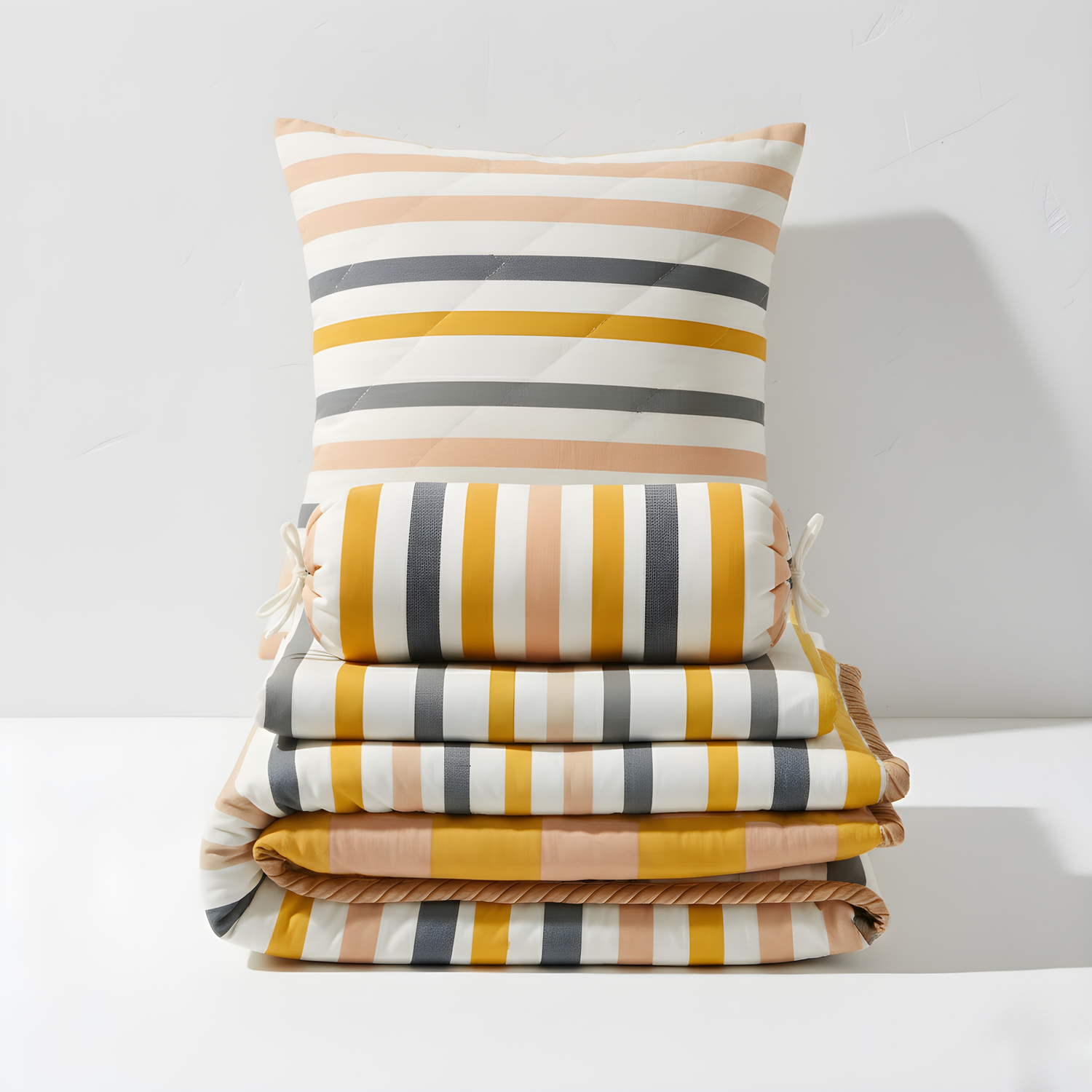 Soft Rainbow Mulmul Cot Bedding Set With Quilt