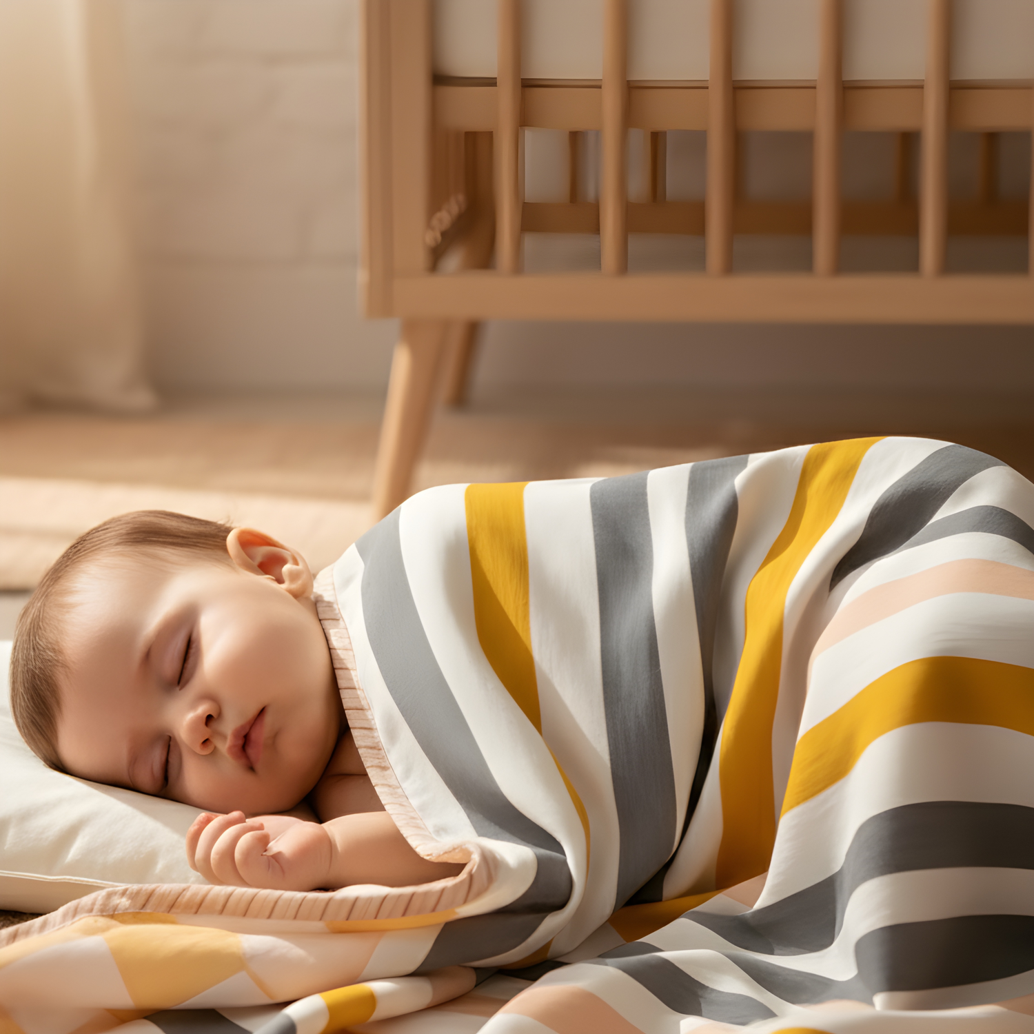 Soft Rainbow Mulmul Cot Bedding Set With Dohar