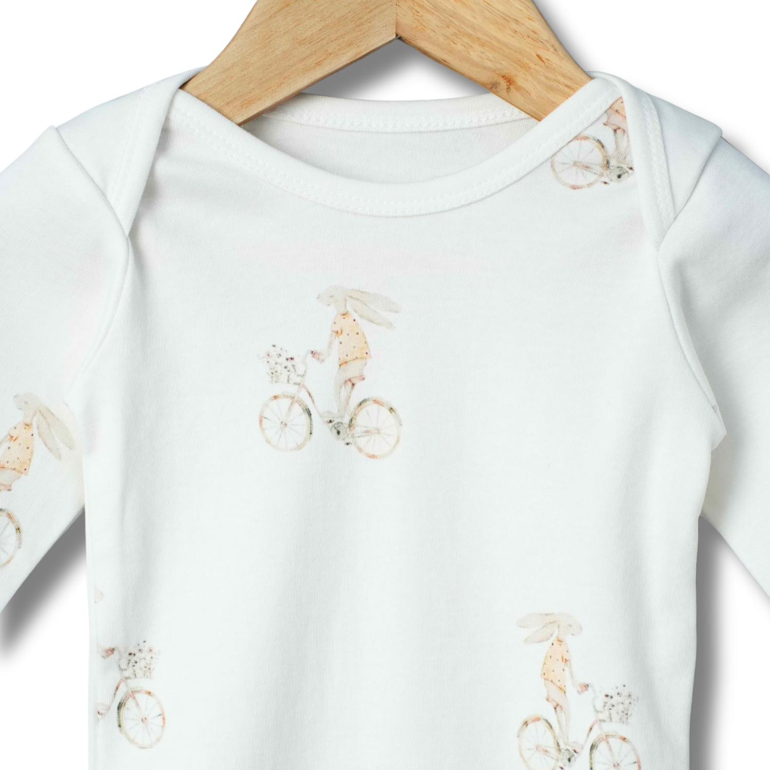 Organic Cotton Long Sleeve Bodysuit - Bunny Bloom