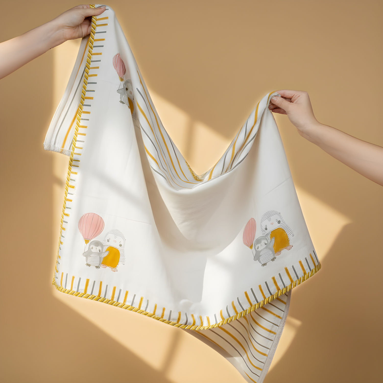 Penguin Party Mulmul Cot Bedding Set With Dohar